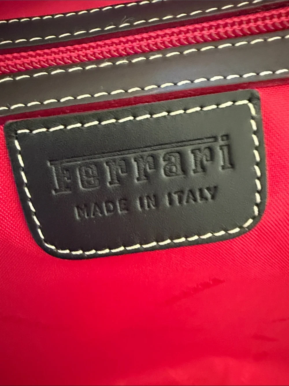 Ferrari Black Duffel with Red Trim and Yellow Emblem